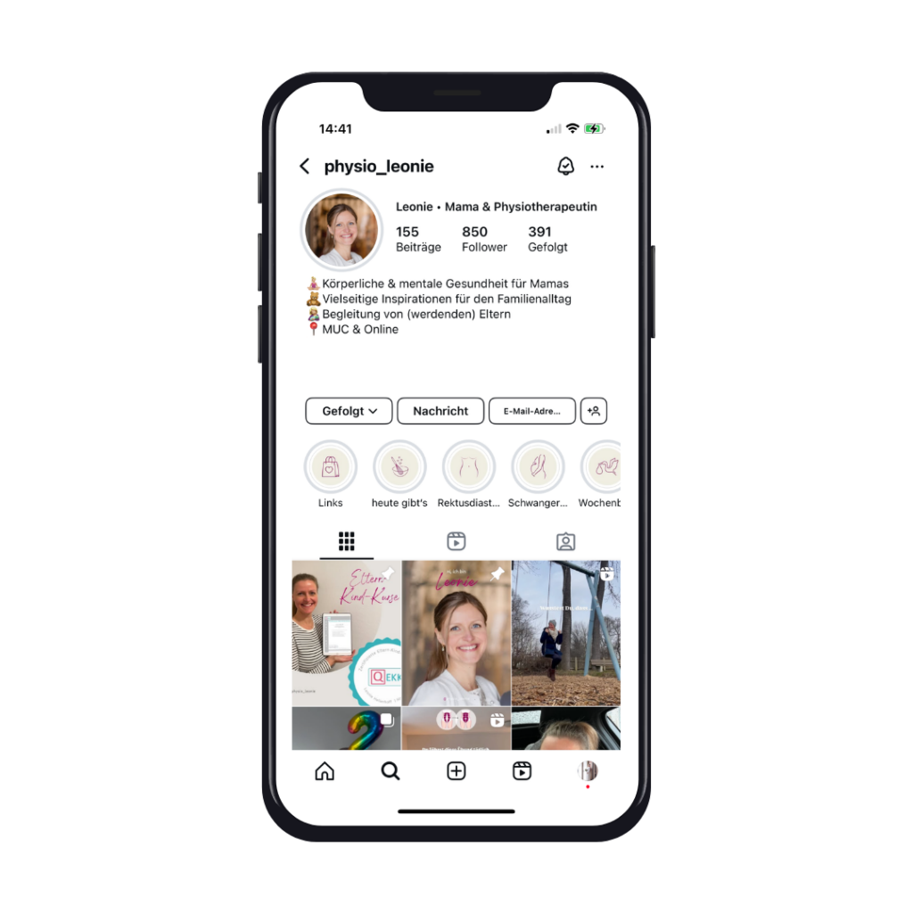 Vorschau Instagramfeed physio leonie